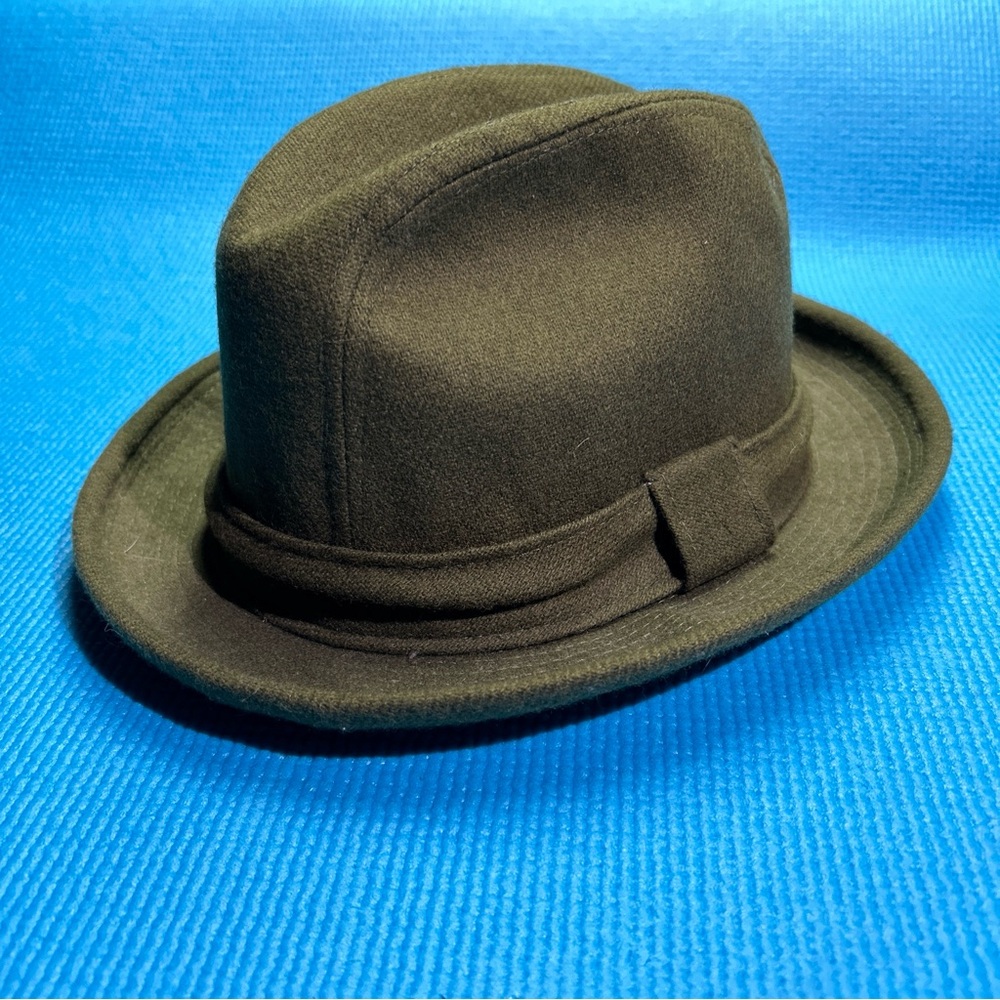 Vintage Lee 80% Wool Fedora Hat, Olive Green. Made In USA